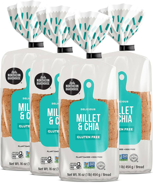 Little Northern Bakehouse Millet & Chia Gluten Free Bread - Non-GMO and Allergy-Friendly Sliced Bread - Pack of 6