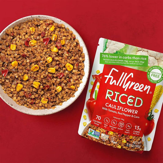Fullgreen Riced Cauliflower with Tomato, Red Pepper & Corn, Non-GMO, No Preservatives  - Pack of 6