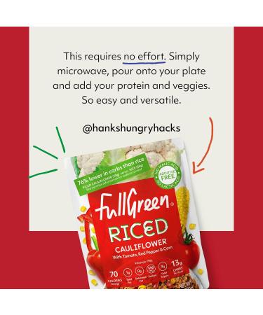 Fullgreen Riced Cauliflower with Tomato, Red Pepper & Corn, Non-GMO, No Preservatives  - Pack of 6