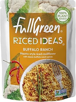Fullgreen Riced Cauliflower Buffalo Ranch, Spicy, Cauliflower Rice in Sauce Low Carb, Non-GMO, No Preservatives - Pack of 6