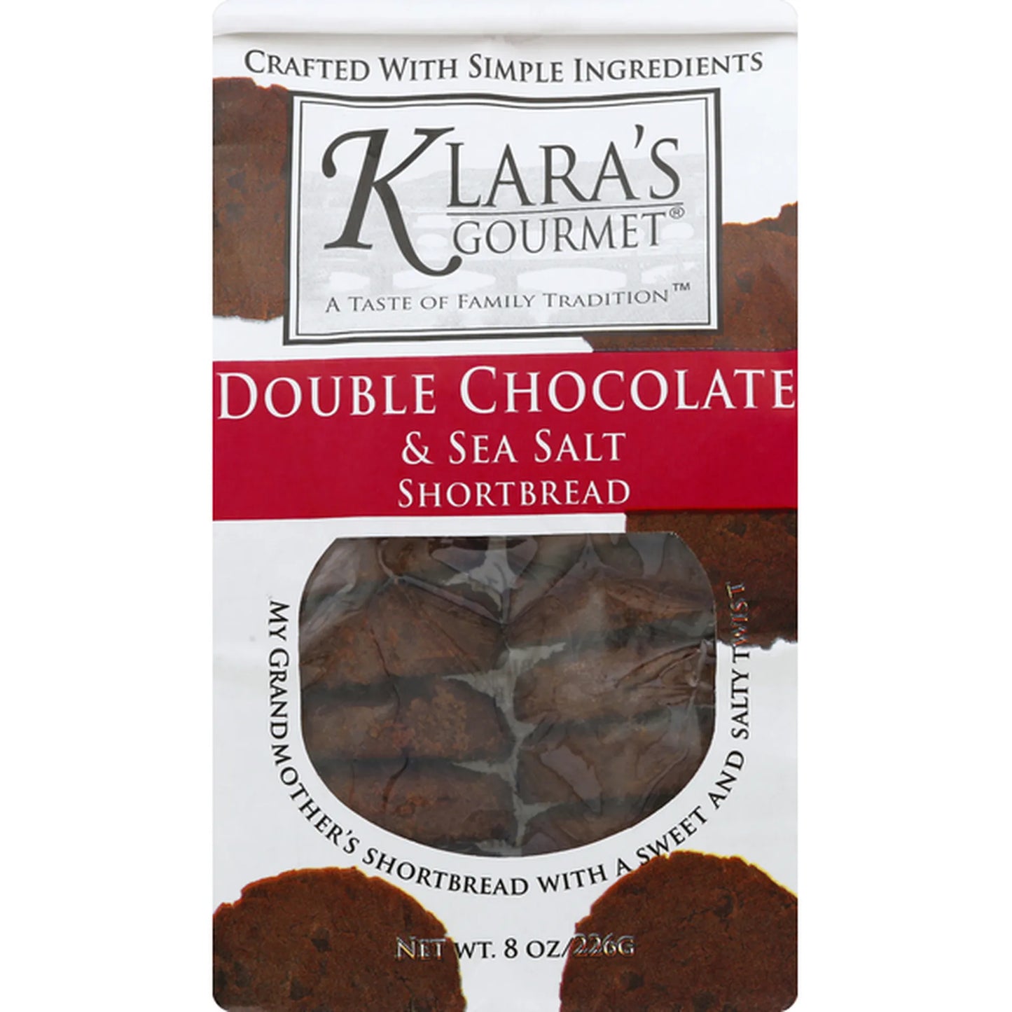Klara's Gourmet Double Chocolate & Sea Salt Shortbread Cookies, Pack of 2