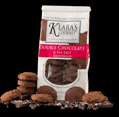 Klara's Gourmet Double Chocolate & Sea Salt Shortbread Cookies, Pack of 2