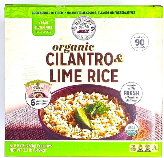 Ritika’s Global Grains Organic Cilantro Lime Rice - Gluten Free - Pack of 6