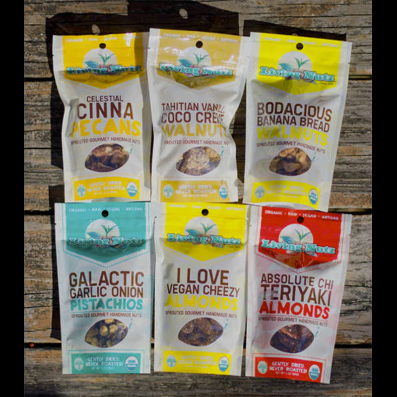 LivingNutz Certified Organic Raw Nuts, Variety Pack - includes 6