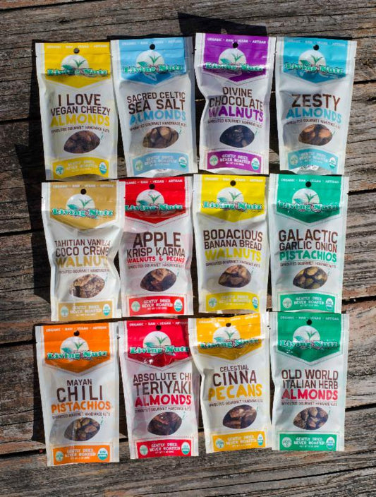 LivingNutz Certified Organic Raw Nuts, Variety Pack - includes 12