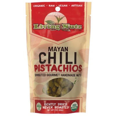 LivingNutz Mayan Chili Pistachios, Certified Organic Raw Nuts  - Pack of 2