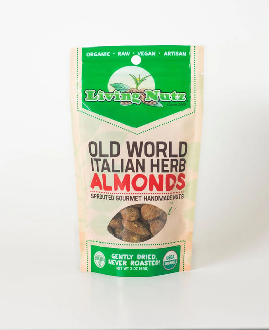LivingNutz Old World Italian Herb Almonds, Certified Organic Raw Nuts  - Pack of 2