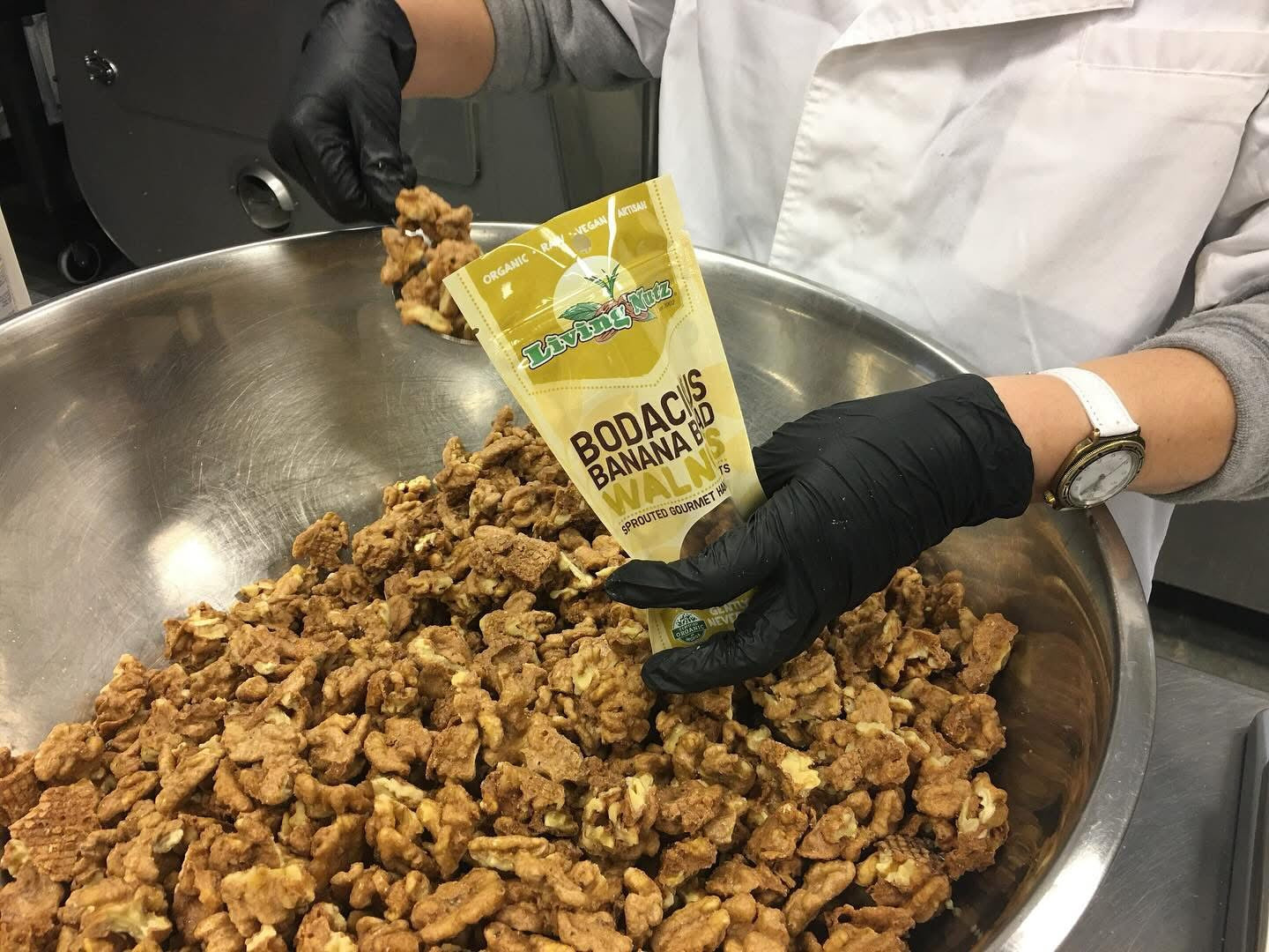 LivingNutz Bodacious Banana Bread Walnuts, Certified Organic Raw Nuts  - Pack of 2