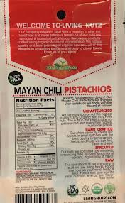 LivingNutz Mayan Chili Pistachios, Certified Organic Raw Nuts  - Pack of 2
