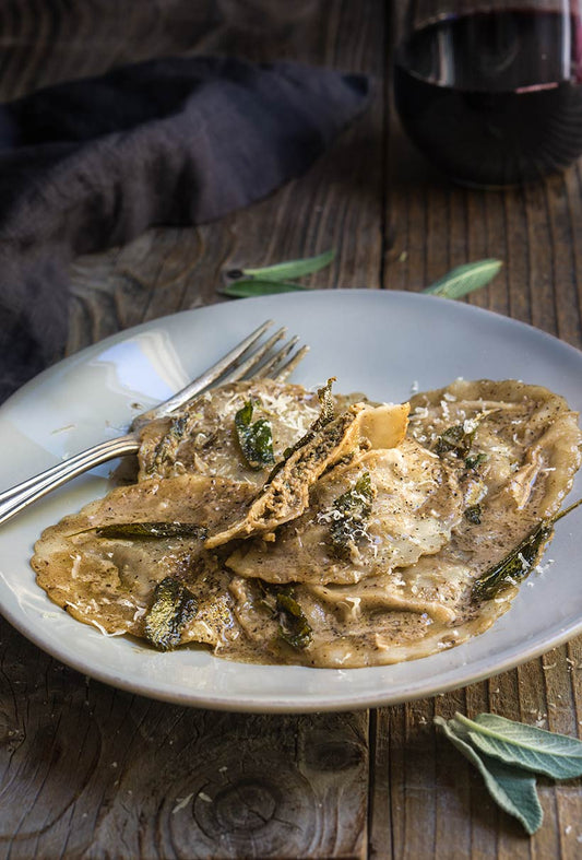 Gourmet Vegan Handmade Fresh Italian Pasta Collection Kit, Non-GMO - Mushroom, Spinach Pastas, Pesto and Tomato Sauce