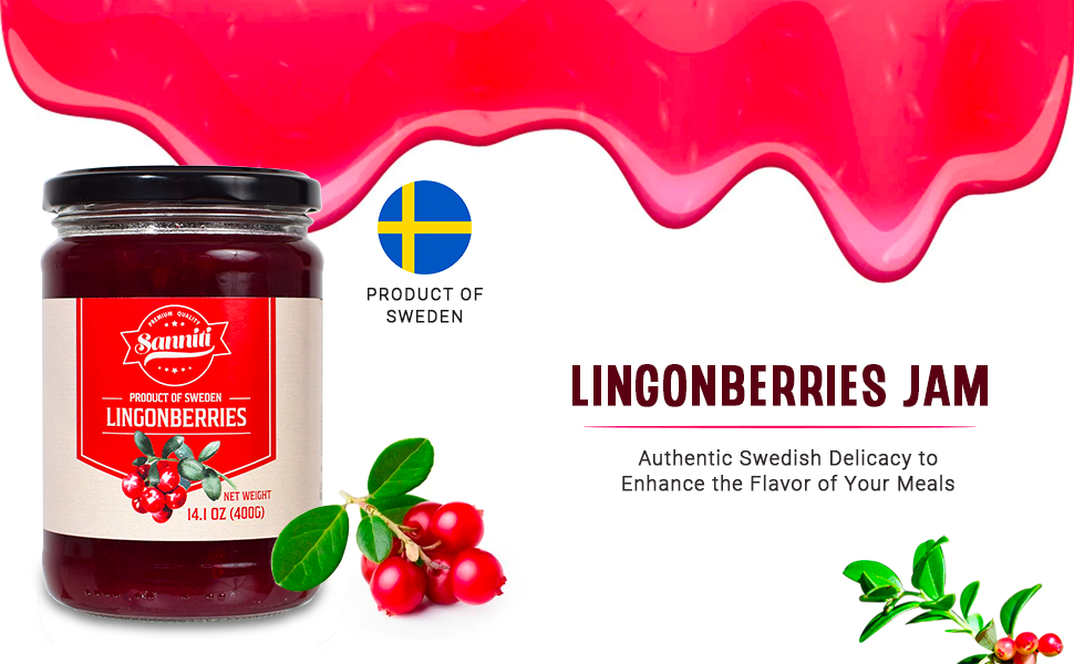 Sanniti Lingonberries Jar imported from Sweden, 14 oz - Pack of 6