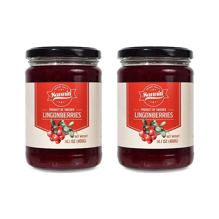 Sanniti Lingonberries Jar imported from Sweden, 14 oz - Pack of 6