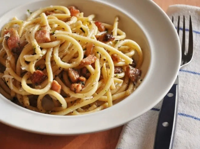 Gourmet Fresh Handmade Bucatini Alla Gricia Pasta Meal Kit, Non-GMO
