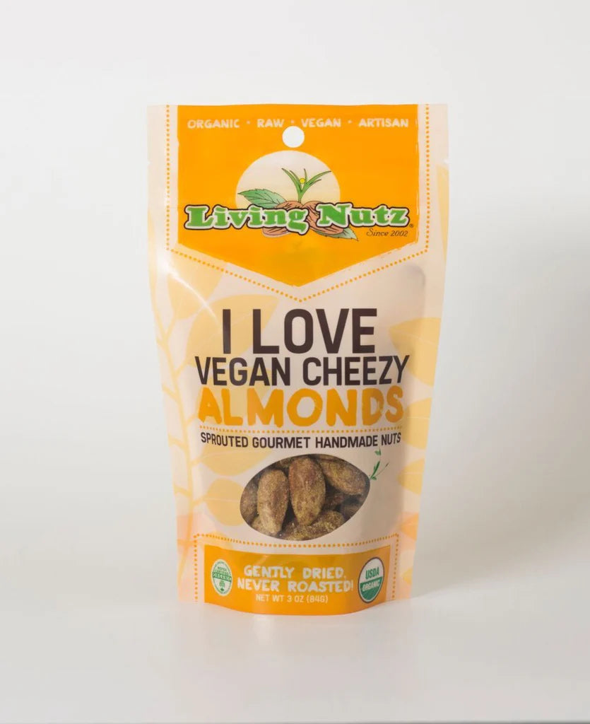 LivingNutz I Love Vegan Cheezy Almonds, Certified Organic Raw Nuts  - Pack of 2