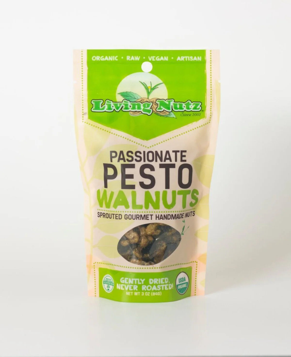 LivingNutz Passionate Pesto Walnuts, Certified Organic Raw Nuts  - Pack of 2