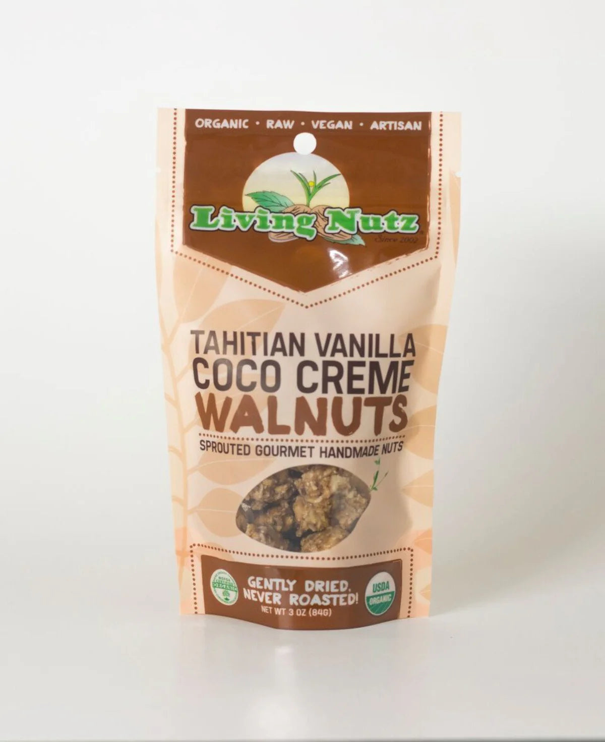 LivingNutz Tahitian Vanilla Bean Coconut Creme Walnuts, Certified Organic Raw Nuts  - Pack of 2