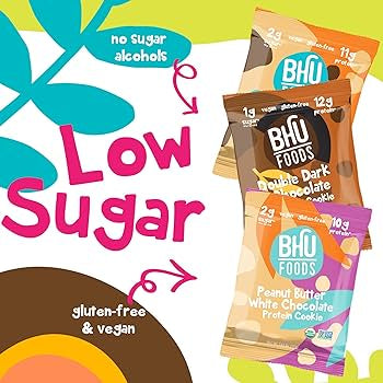 BHU FOODS Protein Cookies Variety Pack - Organic, Vegan & Keto-friendly - Gluten free, Dairy-free & Non-GMO - 10 Cookies