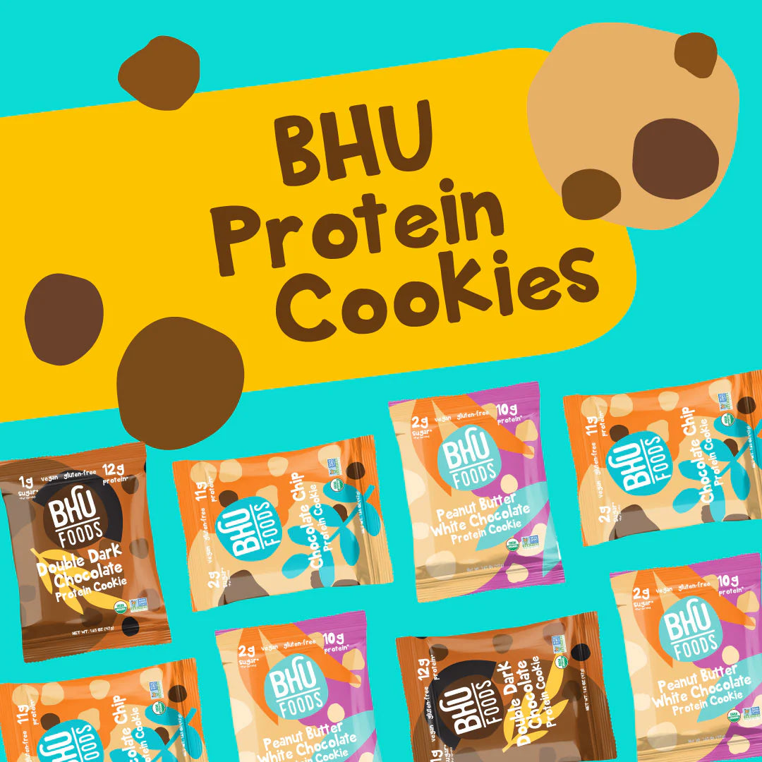 BHU FOODS Protein Cookies Variety Pack - Organic, Vegan & Keto-friendly - Gluten free, Dairy-free & Non-GMO - 10 Cookies