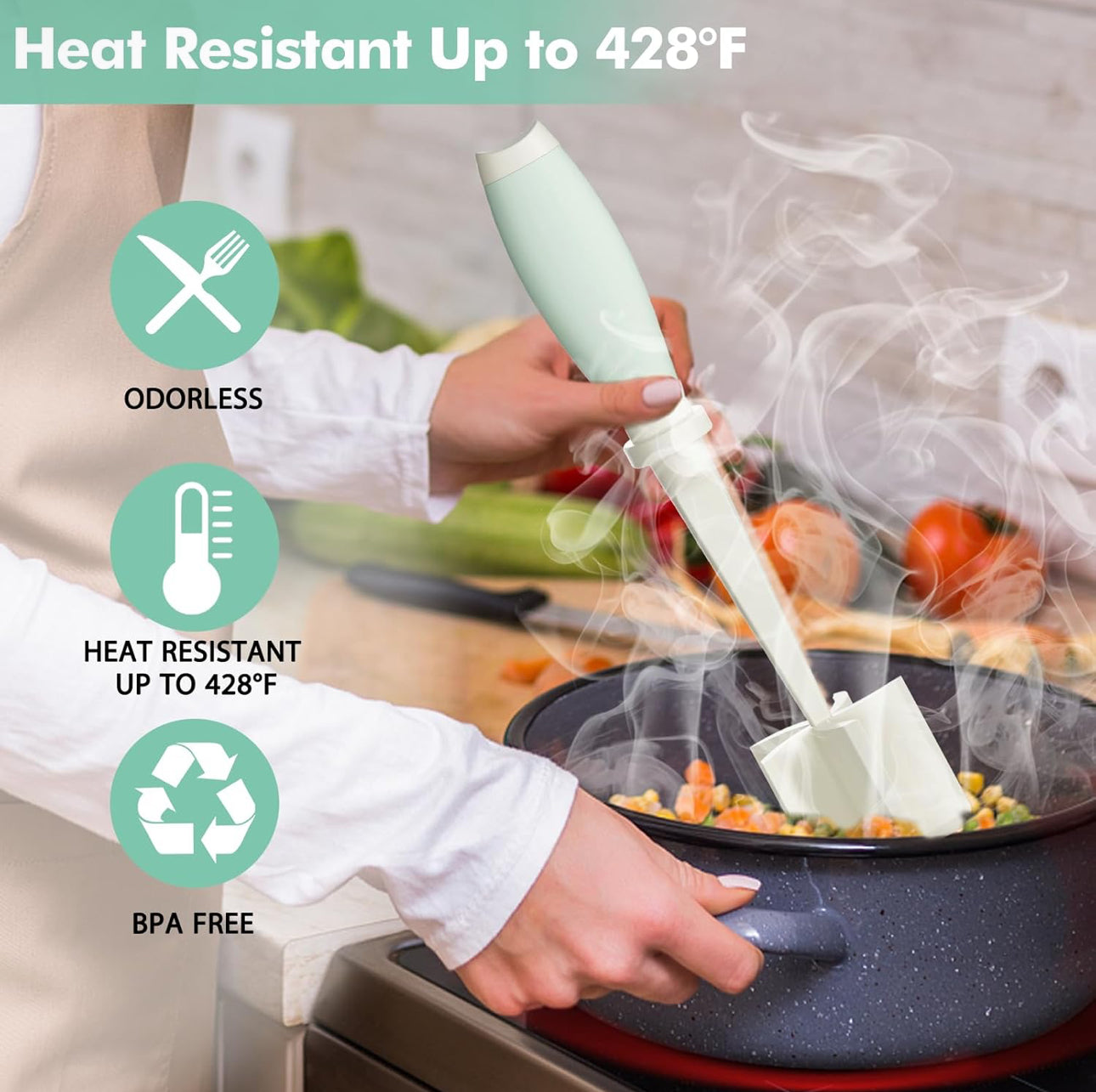 Meat Chopper Masher, 5 Curve Blades - White