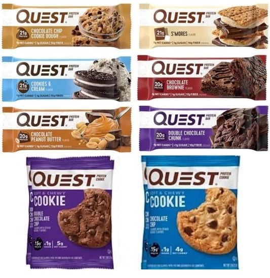 Quest Nutrition Protein Bars and Cookies - Assorted 10 Variety Pack - High Protein, Low Carb, Gluten Free, Keto Friendly