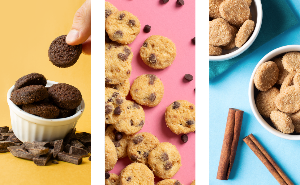 HighKey Sugar Free Cookies Variety Pack - Keto Snacks, No Sugar - Chocolate Chip Cookie, Snickerdoodle, Brownie Bites Low Carb Gluten Free - Pack of 3