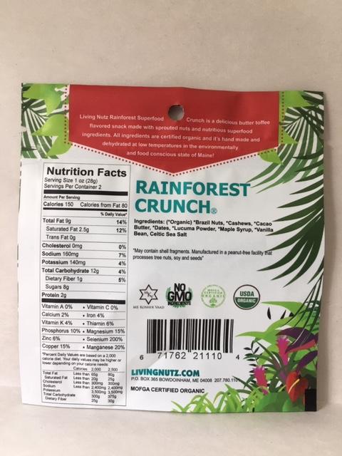 LivingNutz Rainforest Crunch Nut Brittle, Certified Organic Raw Nuts  - Pack of 2