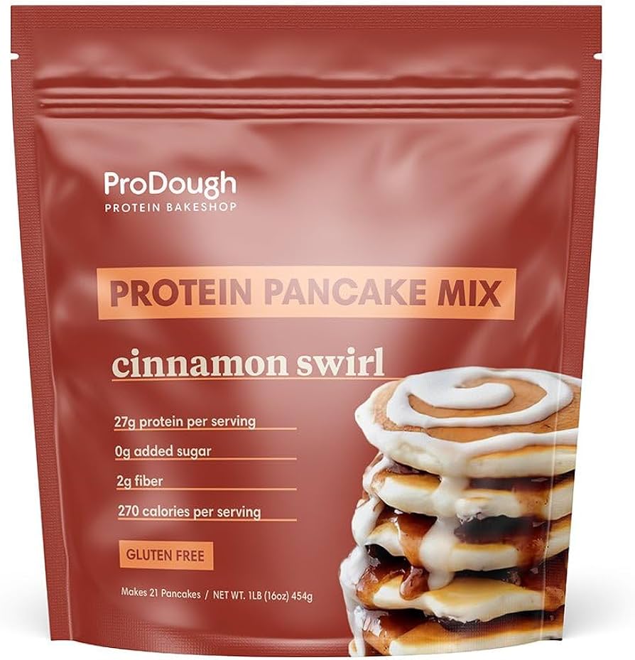 ProDough Protein Bakehouse Cinnamon Swirl Pancake and Waffle Mix - Gluten Free, Low Carb, High Protein Pancake Mix - Pack of 2
