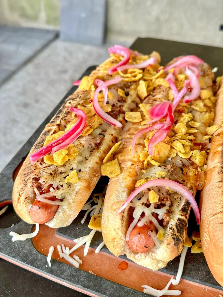 Footlong 12” Wagyu Beef Hot Dogs, Long Hot Dog Buns Kit , includes Serving Trays - Pack of 10