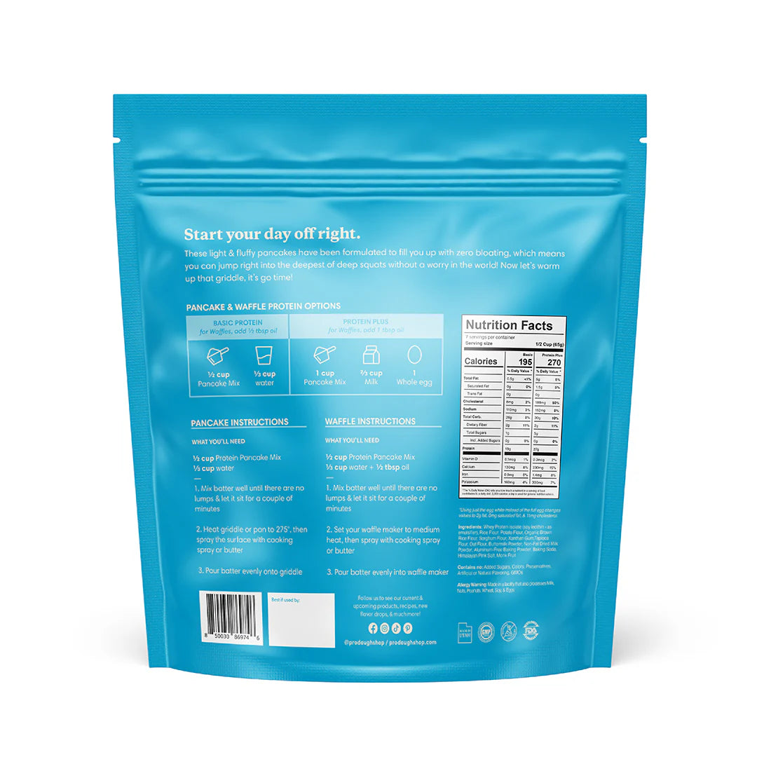 ProDough Protein Bakehouse Buttermilk Pancake and Waffle Mix - Gluten Free, Low Carb, High Protein Pancake Mix - Pack of 2
