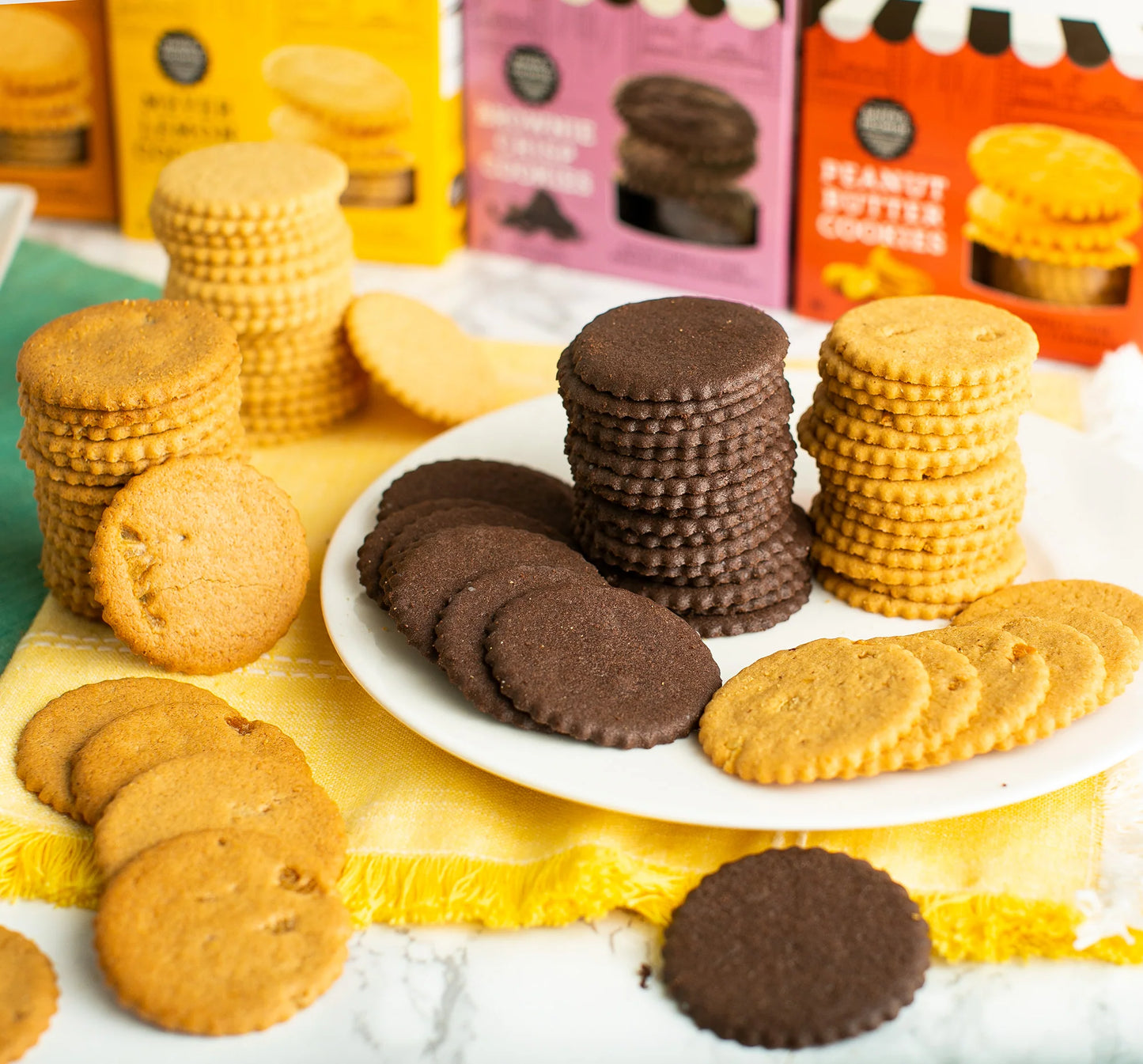 Dewey's Bakery Complete Cookie Collection - Meyer Lemon, Brownie Crisp, Triple Ginger, Vanilla Bean, Dark Chocolate Mint Cookies, Key Lime Moravian Cookie Thins - Pack of 6