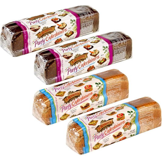 S. Rosens Cocktail Rye Bread, Case of 4 Loaves - 2 each of Caraway and Pumpernickel, 12 oz each Loaf