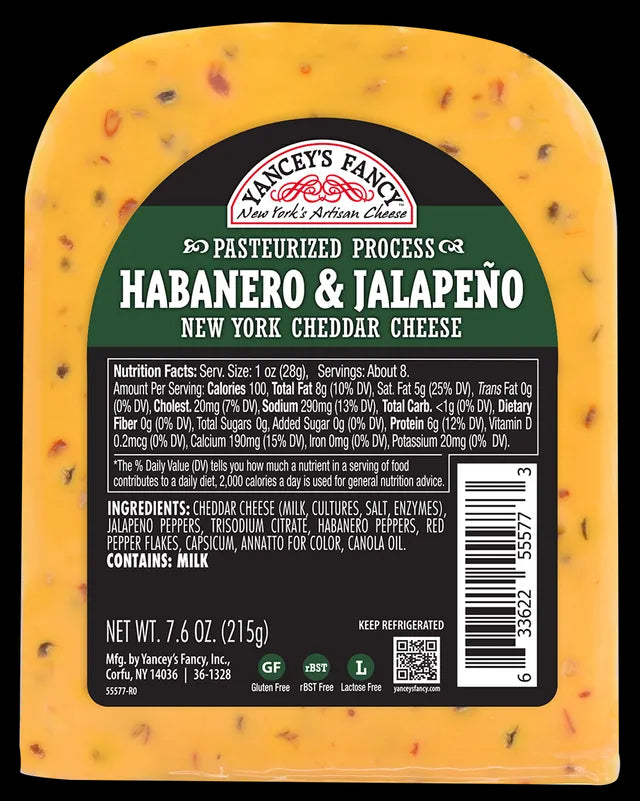 Yancey's Fancy Habanero & Jalapeño Cheddar Cheese, 7.6 oz