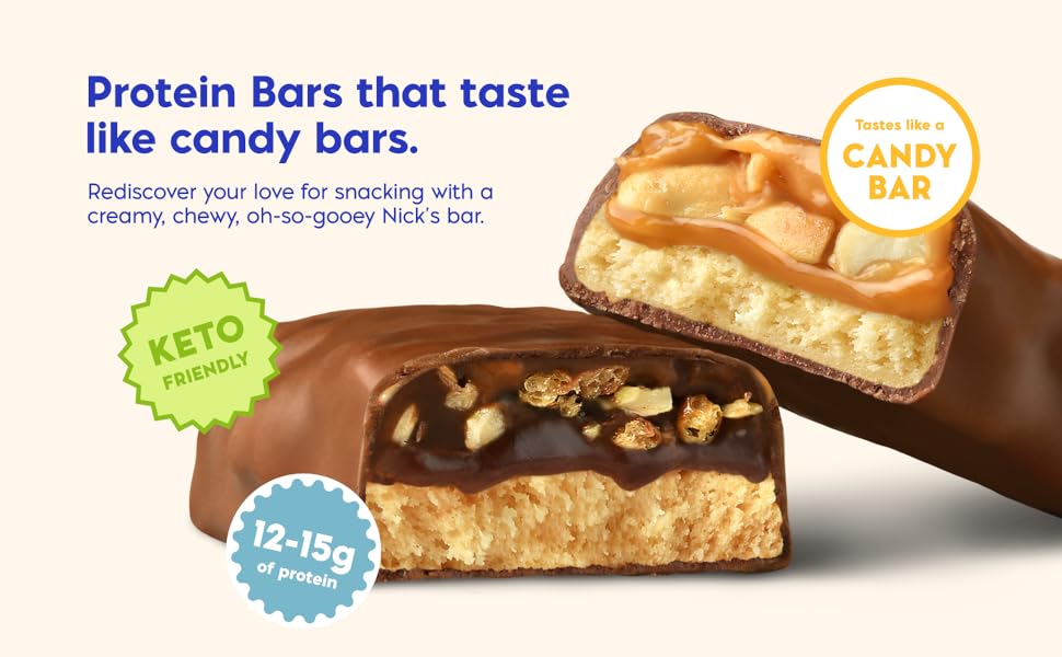 Nick's Protein Bars Premium Variety Pack - Low Carb Keto Friendly Snacks, No Added Sugar - Pack of 12