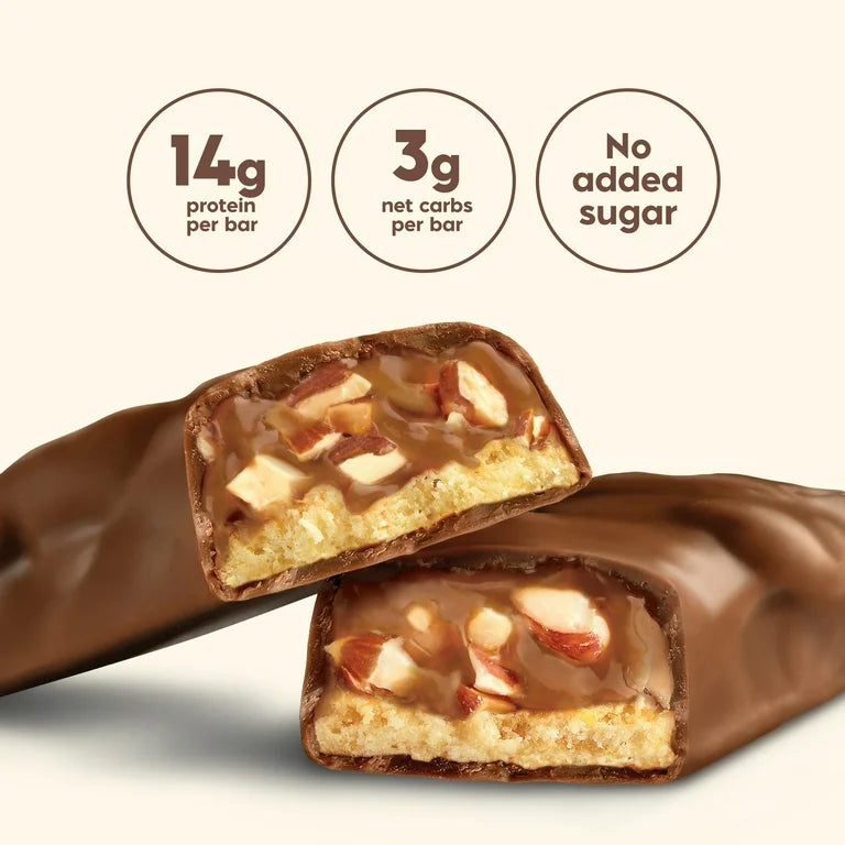 Nick's Protein Bars Almond Chocolate - Low Carb Keto Friendly Snacks, No Added Sugar - Pack of 12