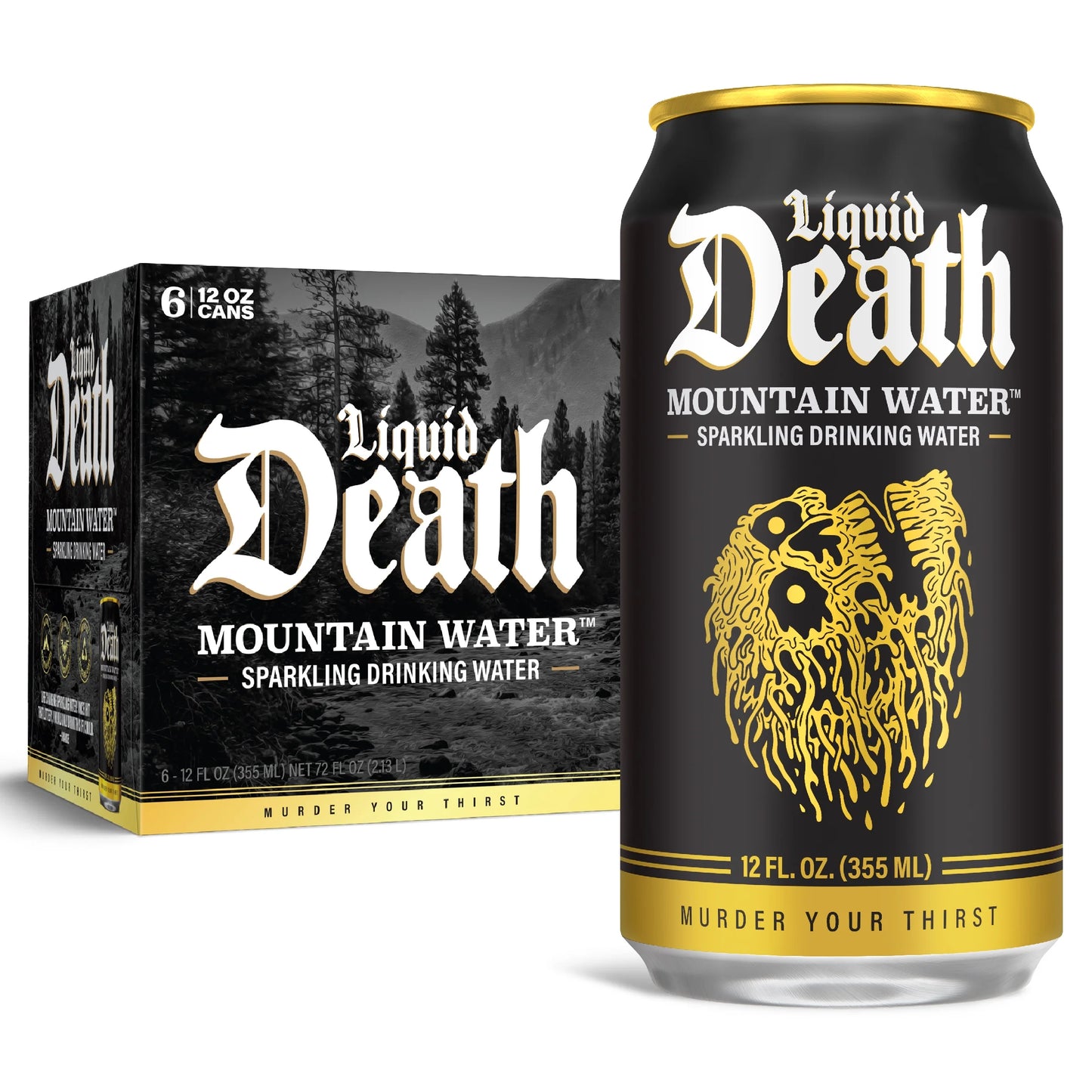 Liquid Death, Sparkling Mountain Water, Real Mountain Source, Natural Minerals & Electrolytes - 12 Pack - 12 oz Cans