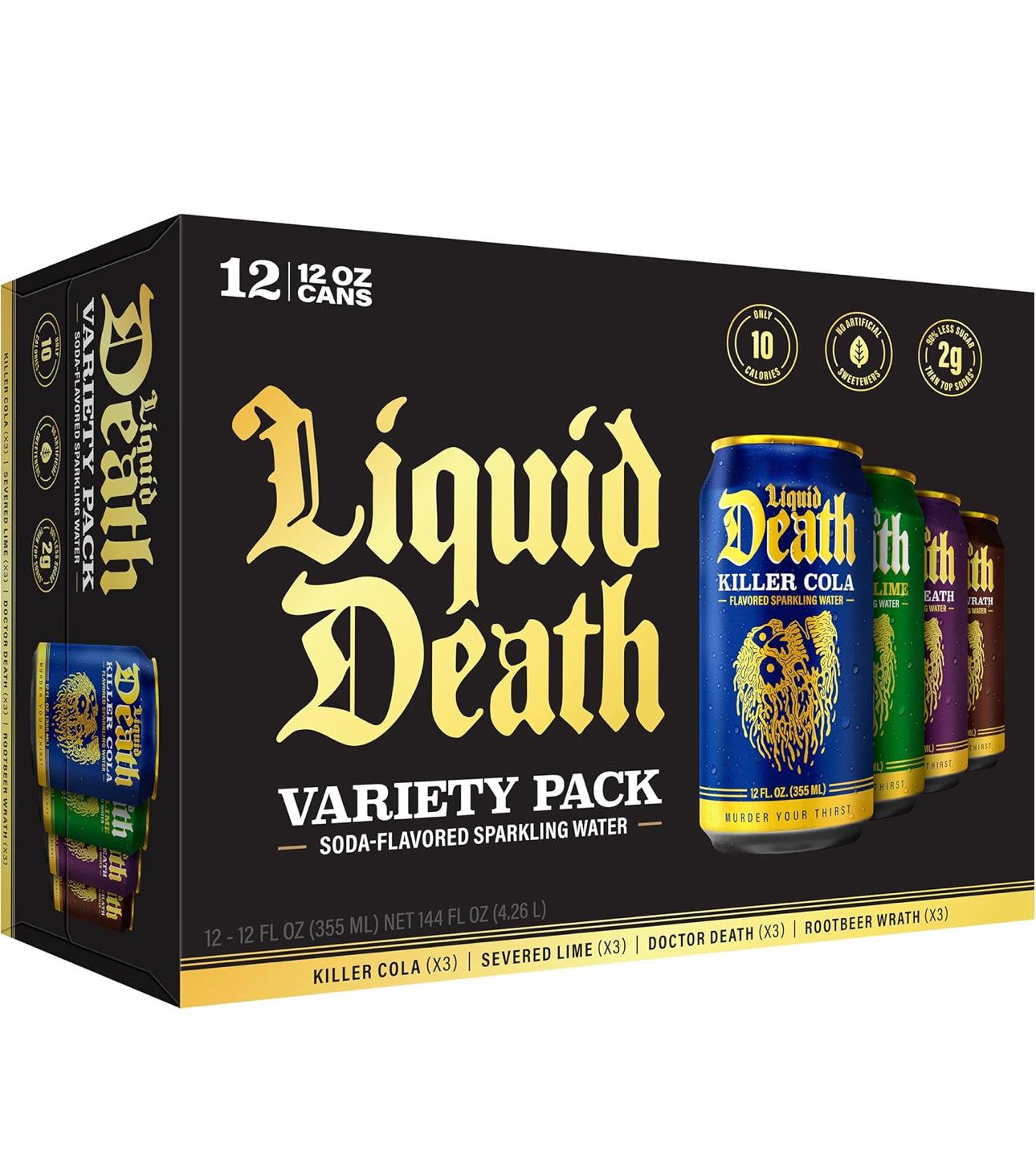 Liquid Death, Soda Flavored Sparkling Water Variety Pack - 12 Pack - 12 oz Cans