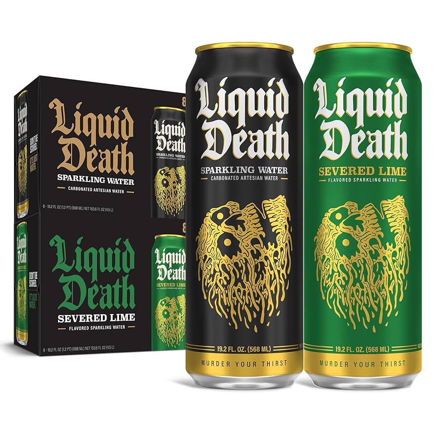 Liquid Death, Sparkling & Lime Mixed Pack - Low Calorie & No Artificial Sweeteners Real Mountain Source, Natural Minerals & Electrolytes - 16 Pack - 19 oz King Cans