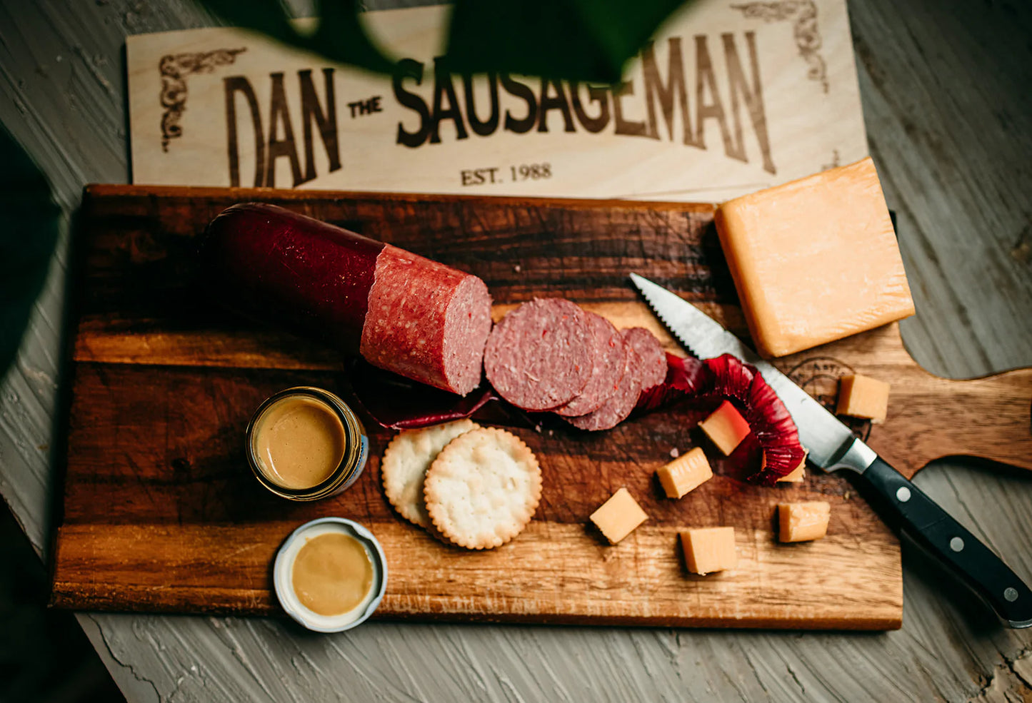 Northwest Essentials Charcuterie Gift Basket - Sockeye Salmon, Smoked Summer Sausages, Dan's Famous Mustard & Gouda Cheese