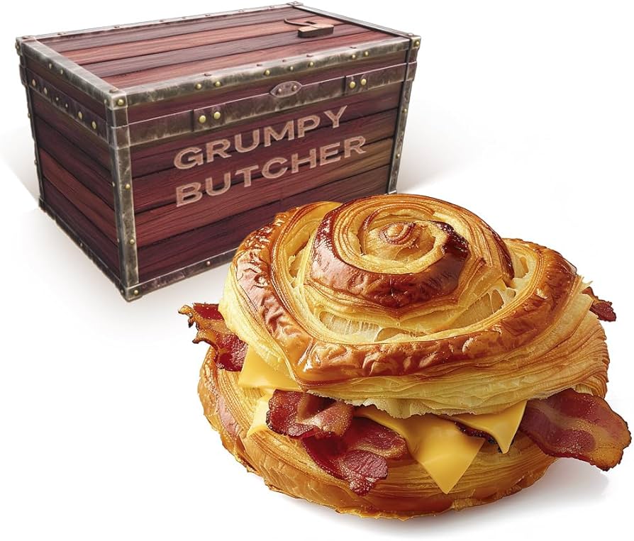 Grumpy Butcher Buttery Croissants Bacon Egg and Cheese Breakfast Sandwiches - Pack of 8
