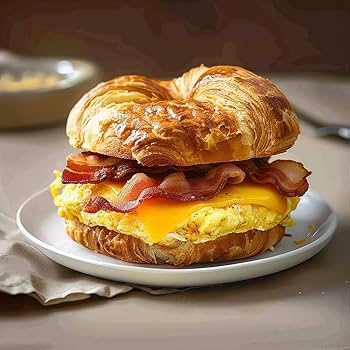 Grumpy Butcher Buttery Croissants Bacon Egg and Cheese Breakfast Sandwiches - Pack of 8