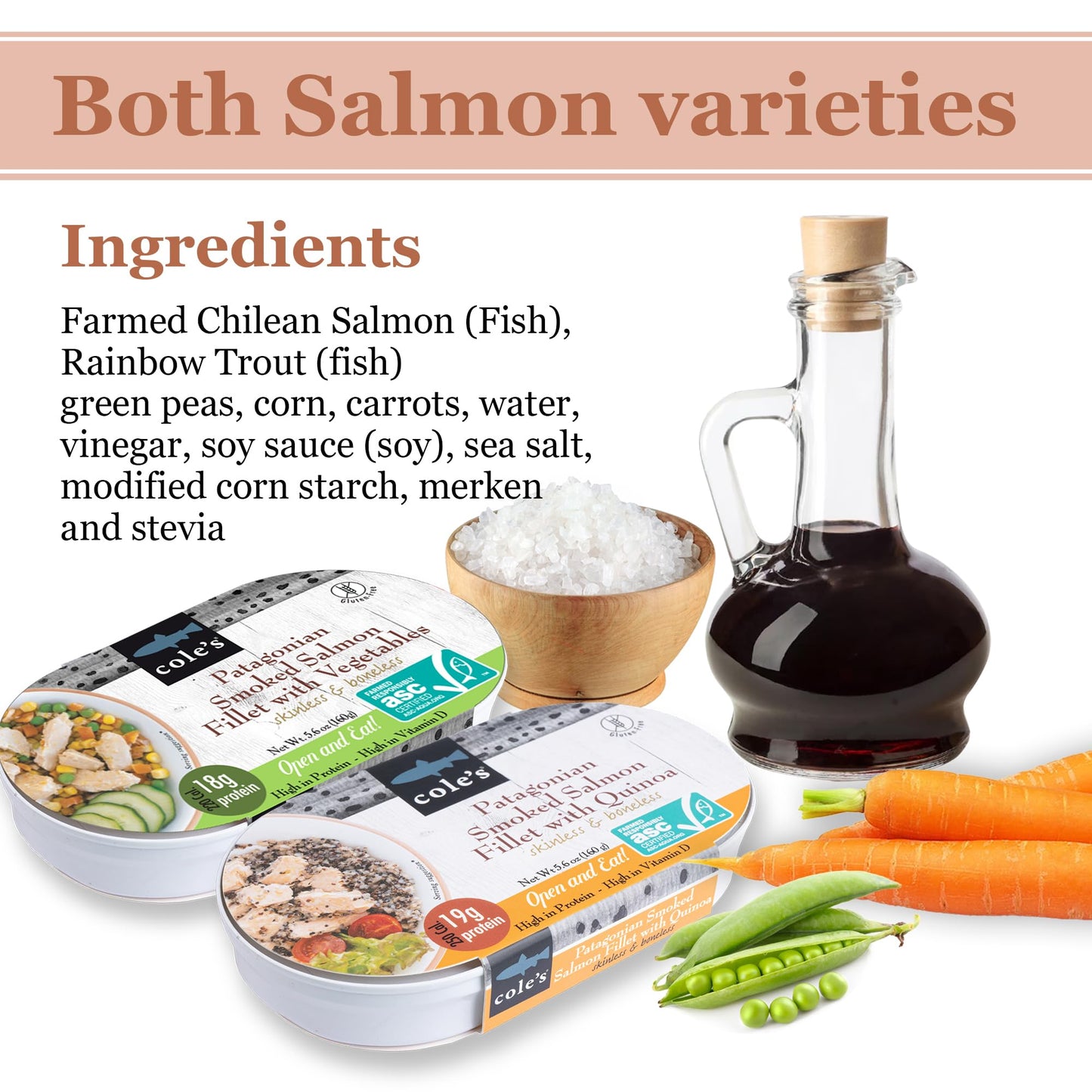 COLE’S Open & Eat Meals Variety Pack - Hand-Packed Smoked Salmon & Trout with Quinoa & Vegetables