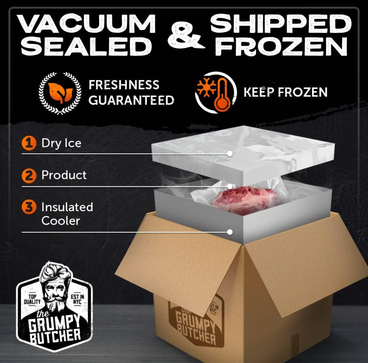 Grumpy Butcher 4 Ribeye Steaks - 14 oz each - Prime Steak House Quality Ribeye Steak Meat