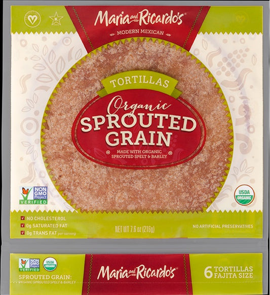 Maria & Ricardo's Organic Sprouted Tortillas, USDA Certified Organic - 4.8 lb / Case