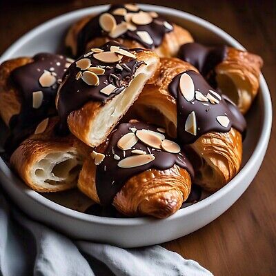 ANDY ANAND SUGAR FREE DARK CHOCOLATE ALMOND CROISSANTS - 2 LBS FILLED SUGAR FREE DARK CHOCOLATE HAND ROLLED FRENCH BUTTER CROISSANTS with Gift Box