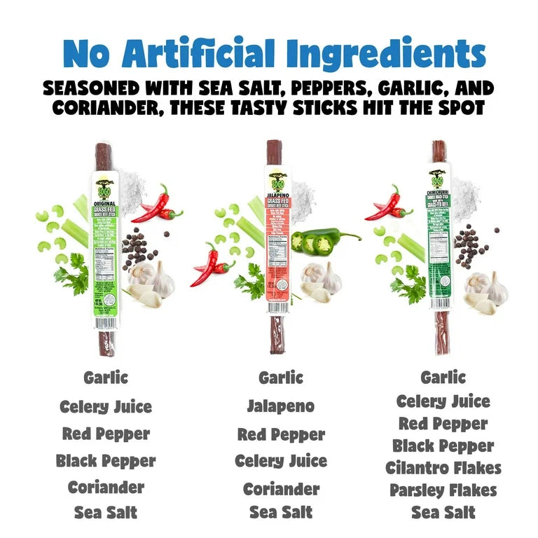 Sogo Iowa Smoked Recipe Flavors, 100% Grass-Fed Beef Sticks - No Sugar, Gluten Free, No Nitrates, MSG Free, 1 oz - Pack of 24