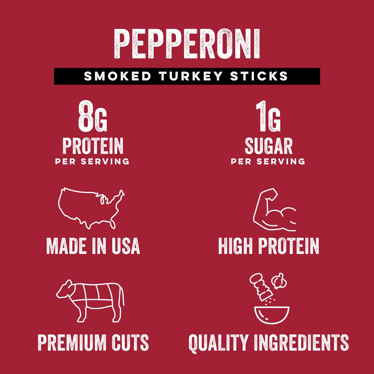 Chef's Cut Seasoned Smoked Turkey Pepperoni Meat Snack Sticks, High Protein Meat Snack, Gluten Free - 12 Count Pouch
