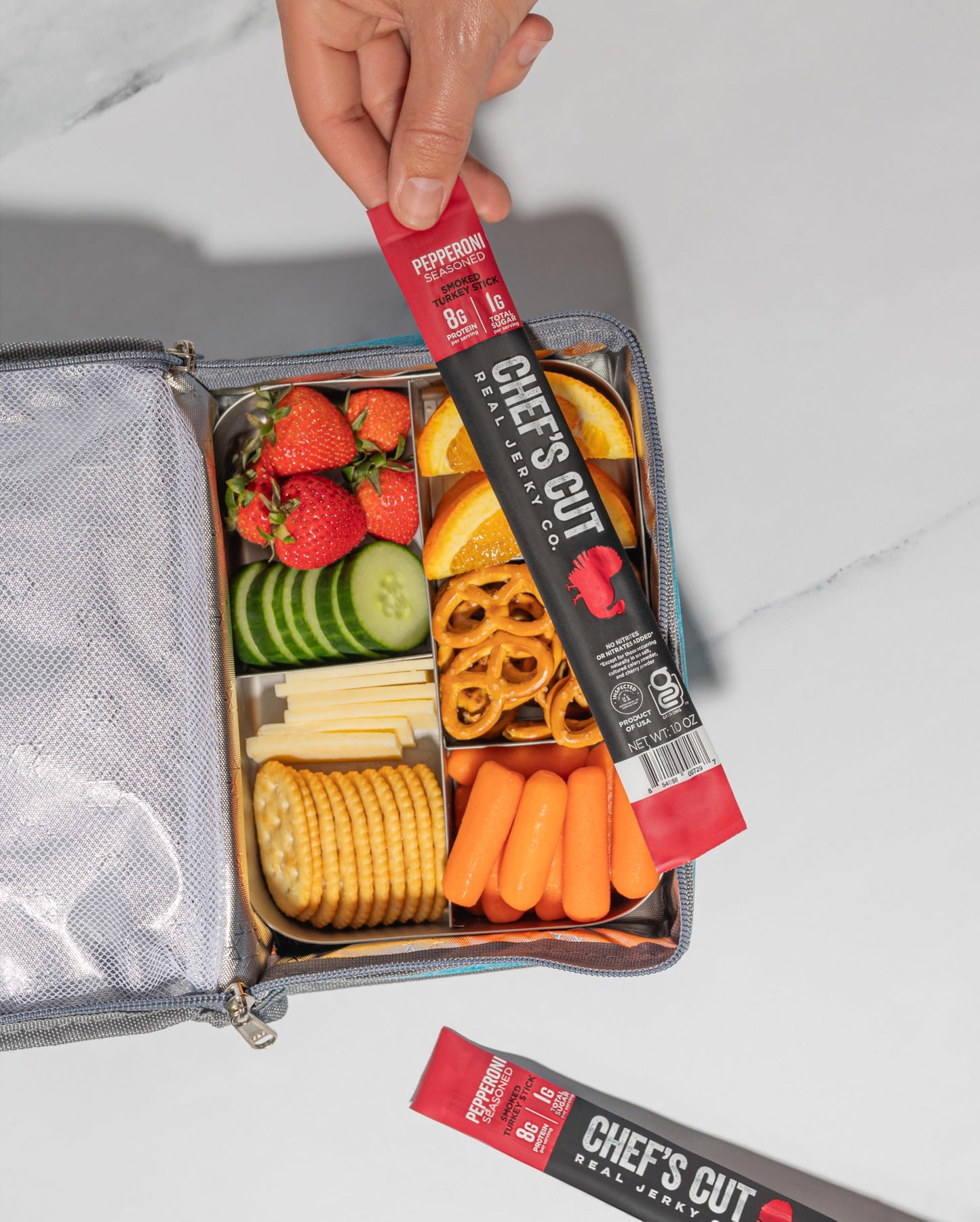 Chef's Cut Seasoned Smoked Turkey Pepperoni Meat Snack Sticks, High Protein Meat Snack, Gluten Free - Pack of 24