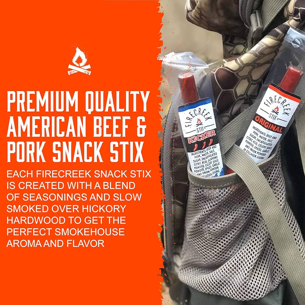 Firecreek Kicker Spicy Beef Jerky Meat Stick, All Natural, Keto, Paleo, Low Carb, Msg Free, Soy Free, Gluten Free, 1 oz - Pack of 20