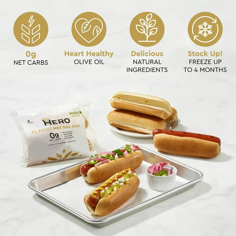 Hero Bread Party Sidekick Bundle — 0g Net Carb Hawaiian Rolls and 0g Net Carb, Hamburger Buns, & Hot Dog Buns | 0g Sugar, High Fiber