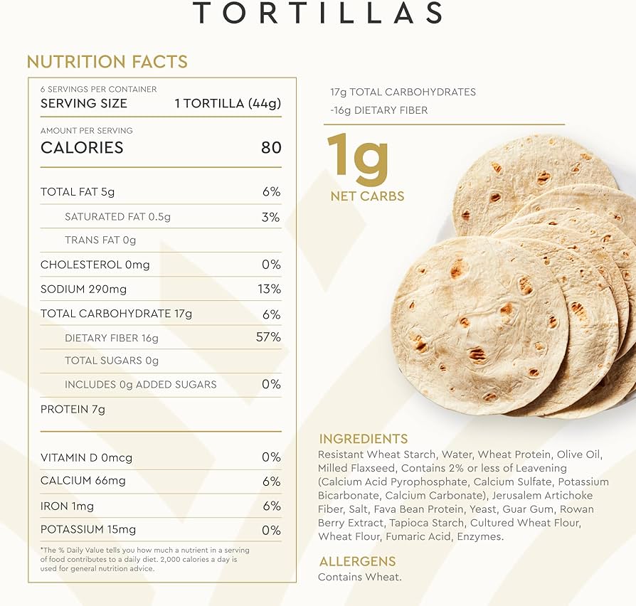 Hero Flour Tortilla - Delicious Tortilla Wraps | Soft Net Low Carb Tortillas | High Fiber, 1g Net Carbs - 4 Packs of 6